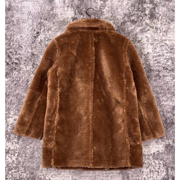 New J Crew Faux Fur Peacoat XS Womens Brown Double Breasted - Picture 3 of 10